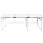 ZNTS Foldable Camping Table Height Adjustable Aluminium 180 x 60 cm 41326