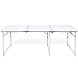 ZNTS Foldable Camping Table Height Adjustable Aluminium 180 x 60 cm 41326