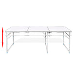 ZNTS Foldable Camping Table Height Adjustable Aluminium 180 x 60 cm 41326