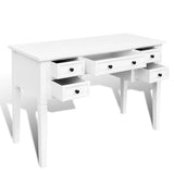 ZNTS White Writing Desk with 5 Drawers 241533