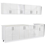 ZNTS 8 Piece Kitchen Cabinet Unit High Gloss White 260 cm 241610