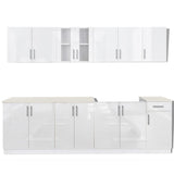 ZNTS 8 Piece Kitchen Cabinet Unit High Gloss White 260 cm 241610