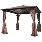 ZNTS Gazebo with Curtain Brown Aluminium 300 x 300 cm 41625