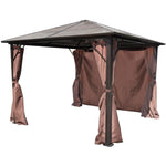 ZNTS Gazebo with Curtain Brown Aluminium 300 x 300 cm 41625