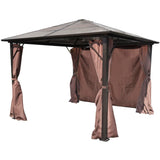 ZNTS Gazebo with Curtain Brown Aluminium 300 x 300 cm 41625