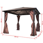 ZNTS Gazebo with Curtain Brown Aluminium 300 x 300 cm 41625