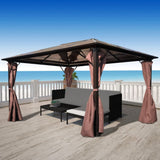 ZNTS Gazebo with Curtain Brown Aluminium 400 x 300 cm 41626