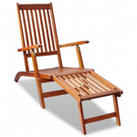 ZNTS Outdoor Deck Chair with Footrest Solid Acacia Wood 41433