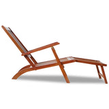 ZNTS Outdoor Deck Chair with Footrest Solid Acacia Wood 41433