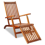 ZNTS Outdoor Deck Chair with Footrest Solid Acacia Wood 41433