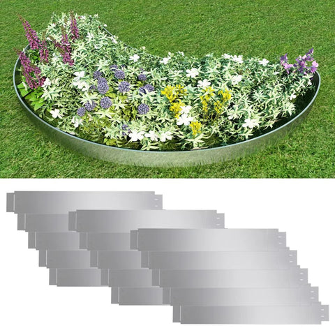 ZNTS Set of 15 Flexible Lawn Fence Galvanised Steel 100 x 14 cm 271783
