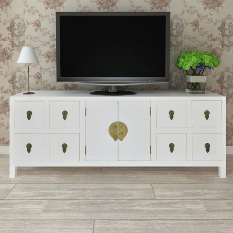 ZNTS Wooden Sideboard Asian Style with 8 Drawers and 2 Doors 241733