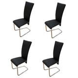 ZNTS Cantilever Dining Chairs 4 pcs Black Faux Leather 241787