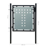 ZNTS Black Single Door Fence Gate 100 x 125 cm 141684