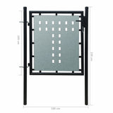 ZNTS Black Single Door Fence Gate 100 x 150 cm 141685