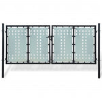 ZNTS Black Double Door Fence Gate 300 x 175 cm 141692