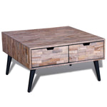 ZNTS Coffee Table with 4 Drawers Reclaimed Teak Wood 241708