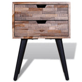 ZNTS Nightstand with 2 Drawers Reclaimed Teak Wood 241711