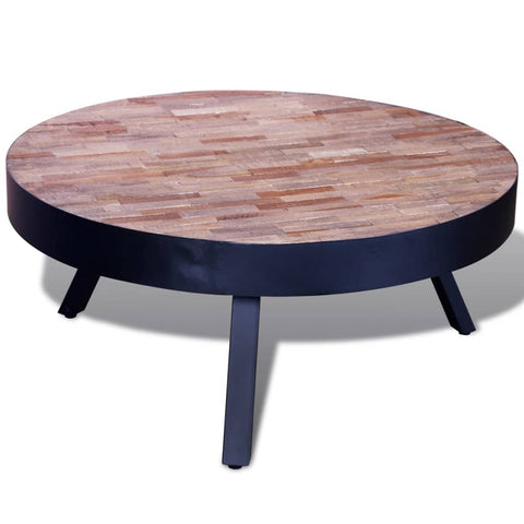 ZNTS Coffee Table Round Reclaimed Teak Wood 241714