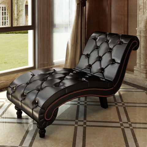 ZNTS Chaise Longue Brown Faux Leather 241937
