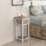 ZNTS Nightstand with 1 Drawer Brown and White 242039
