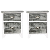 ZNTS Nightstand 2 pcs with 2 Drawers Grey and White 242041