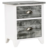 ZNTS Nightstand 2 pcs with 2 Drawers Grey and White 242041
