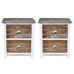 ZNTS Nightstand 2 pcs with 2 Drawers Brown and White 242042