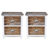 ZNTS Nightstand 2 pcs with 2 Drawers Brown and White 242042