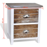 ZNTS Nightstand 2 pcs with 2 Drawers Brown and White 242042