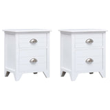 ZNTS Nightstand 2 pcs with 2 Drawers White 242043