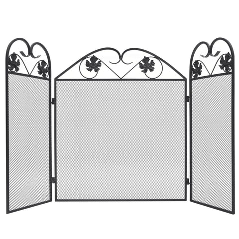 ZNTS 3-panel Fireplace Screen Iron Black 242005
