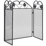 ZNTS 3-panel Fireplace Screen Iron Black 242005