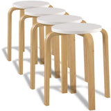 ZNTS Bar Stools 4 pcs White Bent Wood 241967