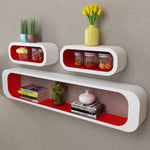 ZNTS 3 White-red MDF Floating Wall Display Shelf Cubes Book/DVD Storage 242162