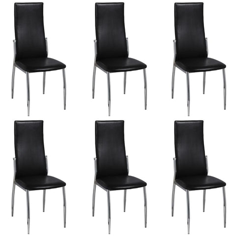 ZNTS Dining Chairs 6 pcs Black Faux Leather 271892