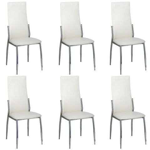 ZNTS Dining Chairs 6 pcs White Faux Leather 271893