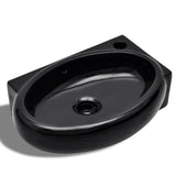 ZNTS Ceramic Bathroom Sink Basin Faucet/Overflow Hole Black Round 141925