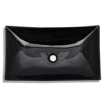 ZNTS Ceramic Bathroom Sink Basin Black Rectangular 141926