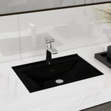 ZNTS Ceramic Bathroom Sink Basin Faucet/Overflow Hole Black Rectangular 141933