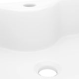 ZNTS Ceramic Bathroom Sink Basin with Faucet Hole White Square 141936