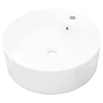 ZNTS Ceramic Bathroom Sink Basin Faucet/Overflow Hole White Round 141938