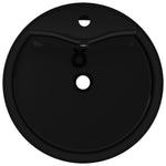 ZNTS Ceramic Bathroom Sink Basin Faucet/Overflow Hole Black Round 141939