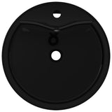 ZNTS Ceramic Bathroom Sink Basin Faucet/Overflow Hole Black Round 141939