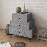 ZNTS Nightstand with 3 Drawers Grey and Brown 242233