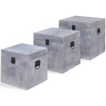 ZNTS Storage Box Concrete 3 pcs Square Grey MDF 242236