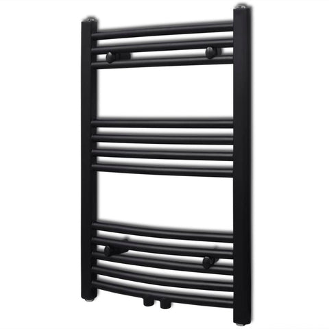 ZNTS Bathroom Heating Towel Rail Radiator Curve 500x764 mm Black 141913