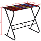 ZNTS Glass Desk with Rainbow Pattern 242283