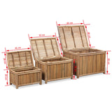 ZNTS Storage Boxes 3 pcs Bamboo 242495