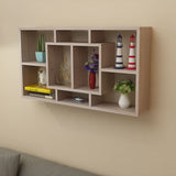 ZNTS Floating Wall Display Shelf 8 Compartments Oak Colour 242549